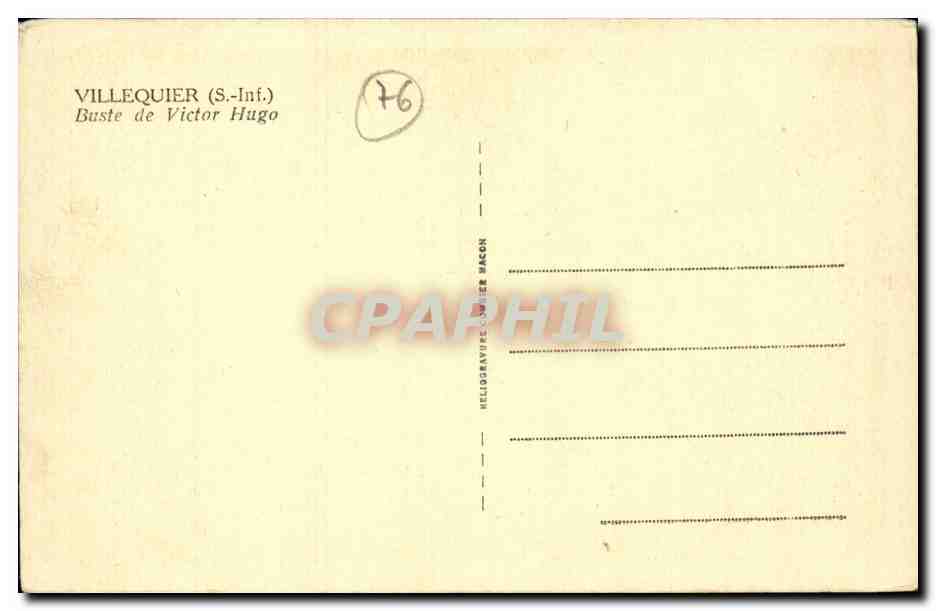 Villequier - Buste de Victor Hugo - CPA  — Rückseite