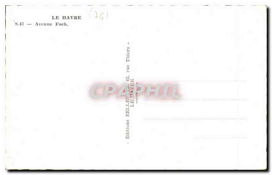 Le Havre - Avenue Foch - CPA  — Rückseite