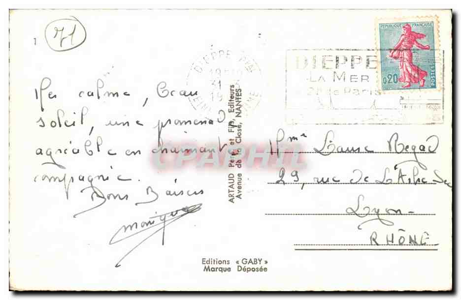 Dieppe - Souvenir - CPA  — Rückseite