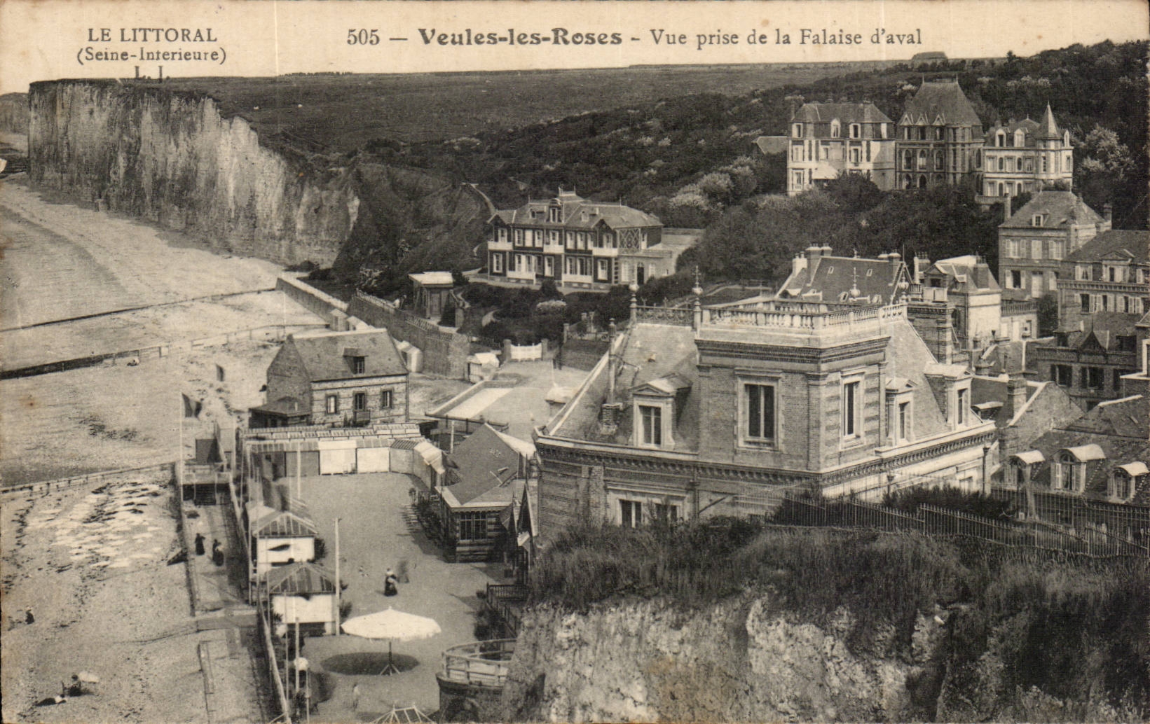 Veules les Roses - Vue prise de la falaise d'aval CPA 