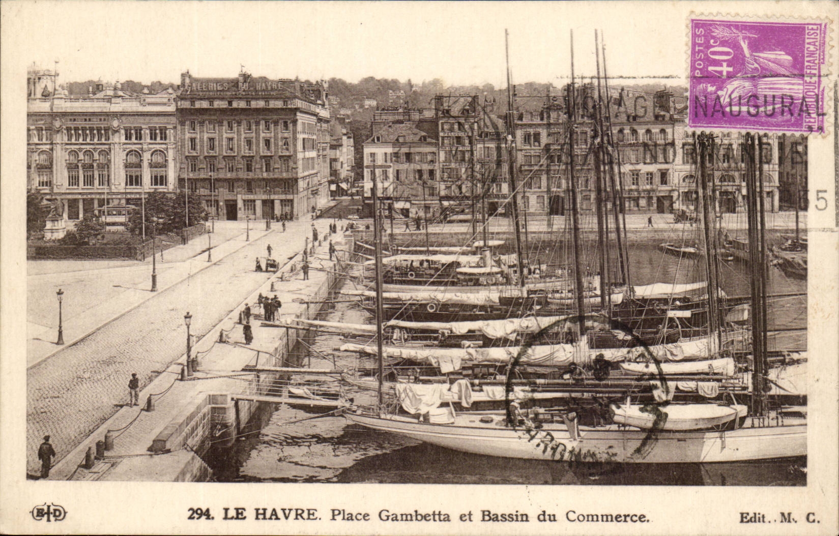 Vue sur Sainte Adresse - Place Gambetta et Bassin du Commerce - CPA 