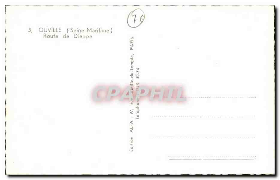 Ouville - Route de Dieppe CPA  — Rückseite