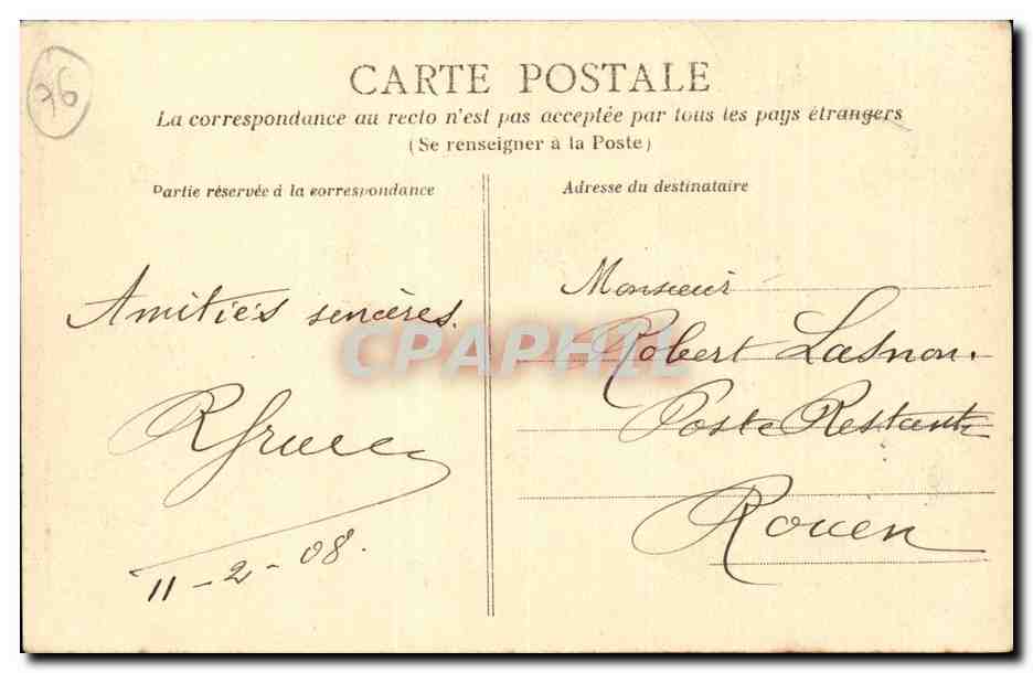 Rouen - Le Pont Transbordeur - Dessin a la Plume - CPA  — Rückseite