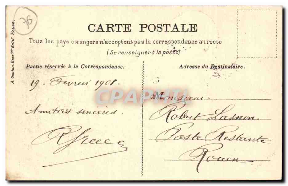 Rouen - La Seine a Rouen - Dessin a la Plume - CPA  — Rückseite