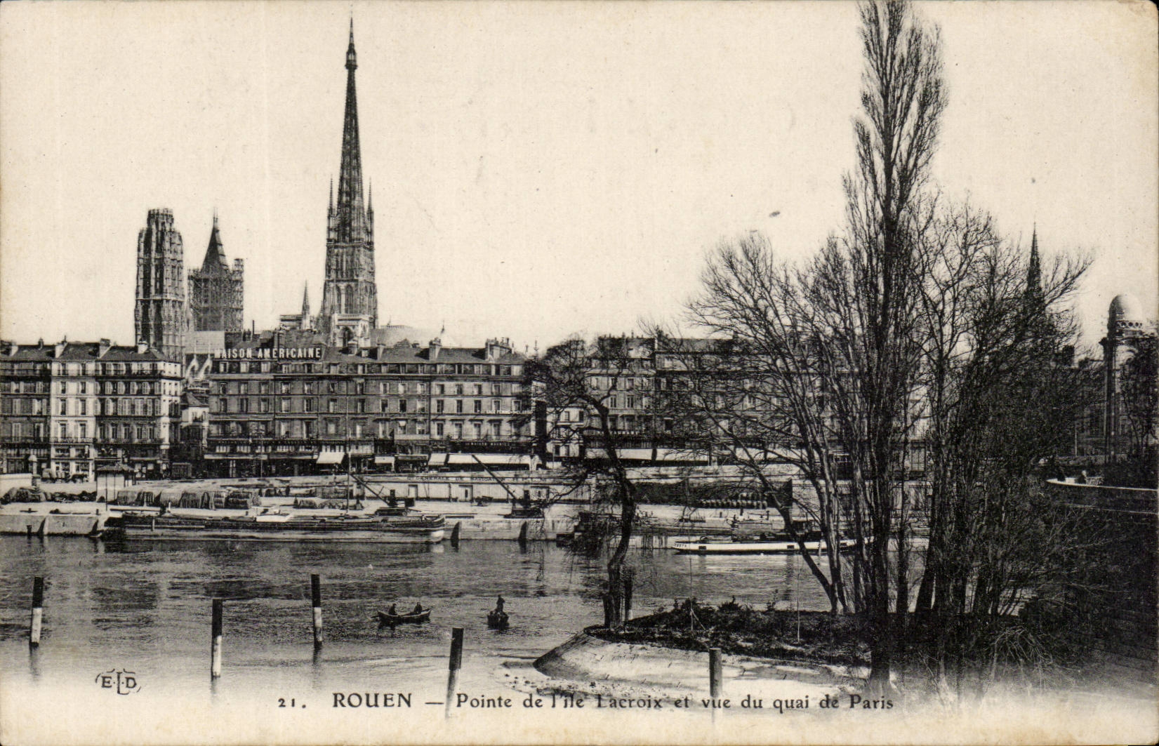 Rouen - Pointe de l'Ile Encroix et vue du Quai de Paris - CPA 