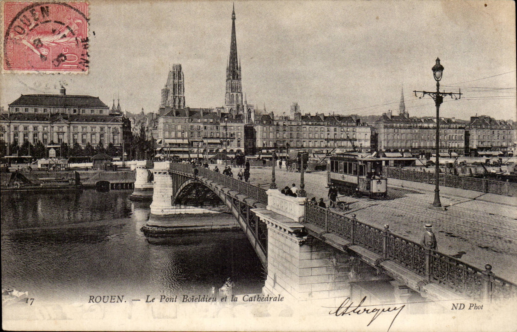 Rouen - La Cathedrale et le pont Boieldieu - CPA 