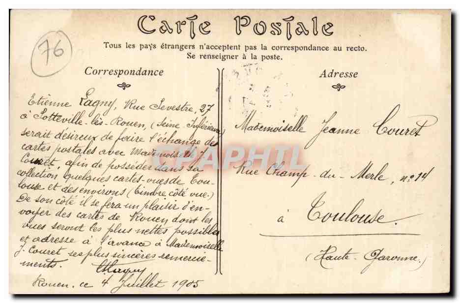 Rouen - La Cathedrale et le pont Boieldieu - CPA  — Verso