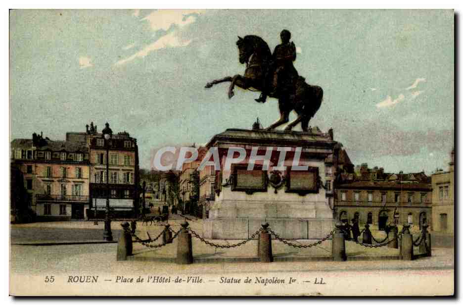 Rouen - Place de l'Hotel de Ville - Statue de Napoleon Ier - CPA 