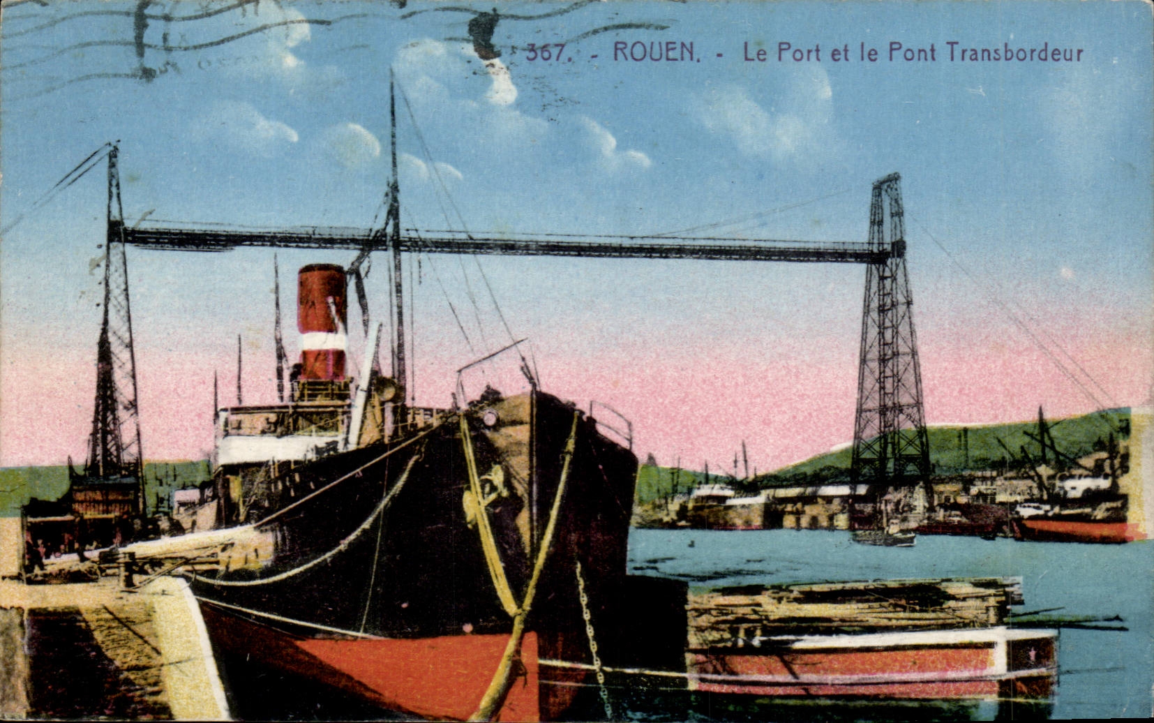 Rouen - Le Port et le Pont Transbordeur - bridge - CPA 