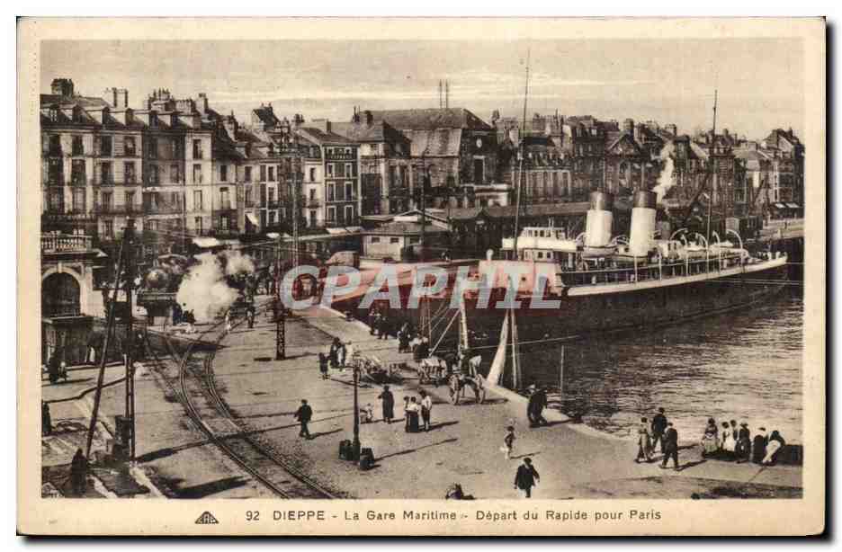 Dieppe - La Gare Maritime - Départ du Rapide pour Paris