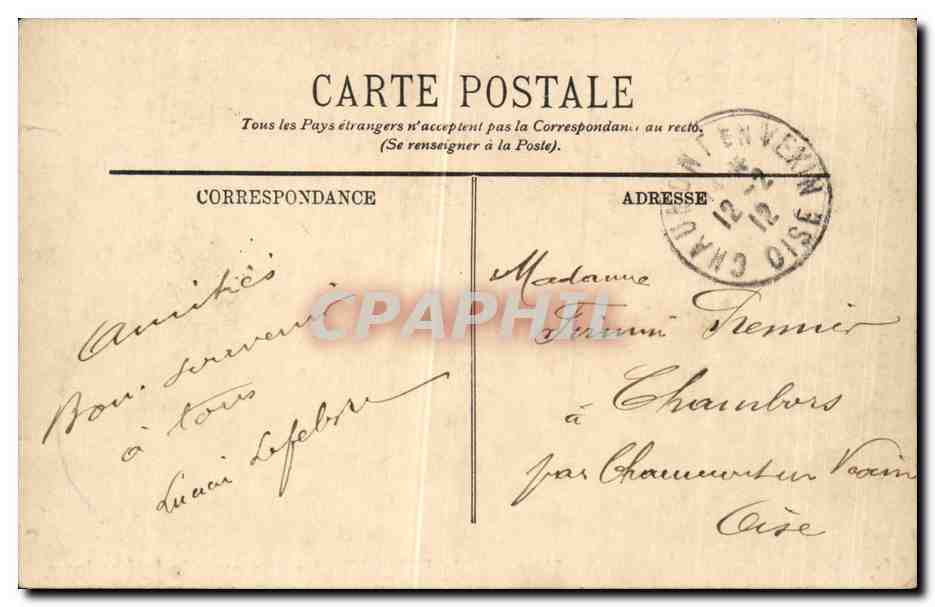 Rouen - Je Pars de Rouen et vous envoie le bonjour - train CPA  — Rückseite