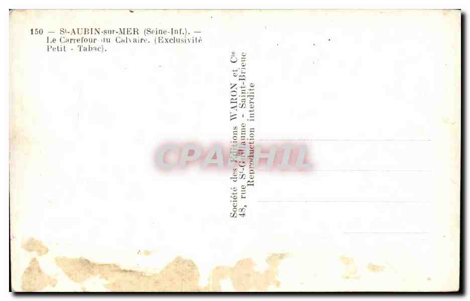 St Aubin sur Mer - Le Carrefour du Calvaire - Exclusivite Petit Tabac CPA  — Rückseite