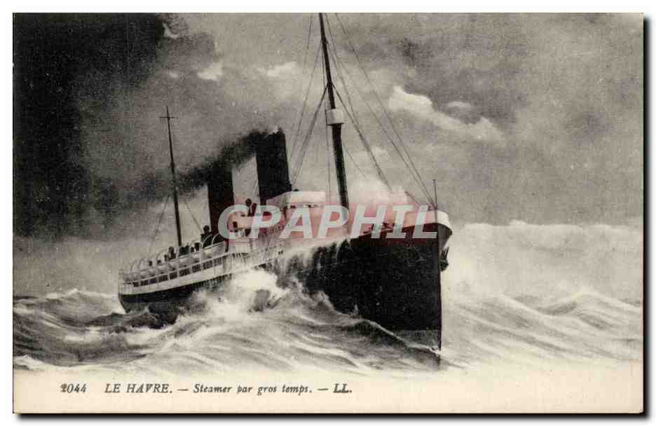 Le Havre - Steamer par gros temps - paquebot - bateau - CPA 