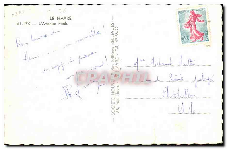 Le Havre - L'Avenue Foch - CPA  — Rückseite