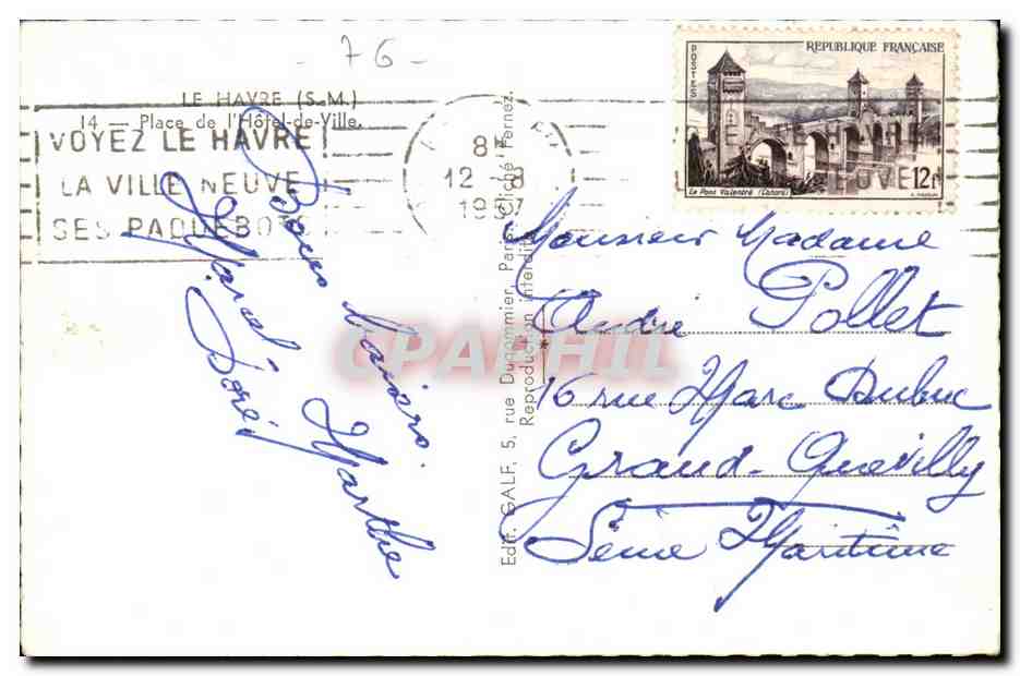 Le Havre - Place de l'Hotel de Ville - CPA  — Rückseite