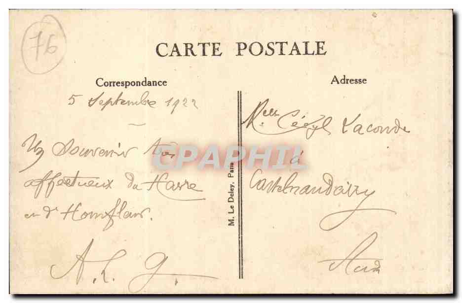 Le Havre - Entree au Port du Paquebot Paris - Steamer - CPA  — Rückseite