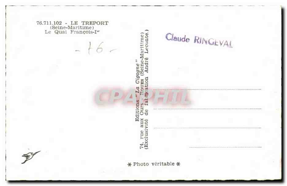 Le Treport - Le Port - Quai Francois I - CPA  — Rückseite