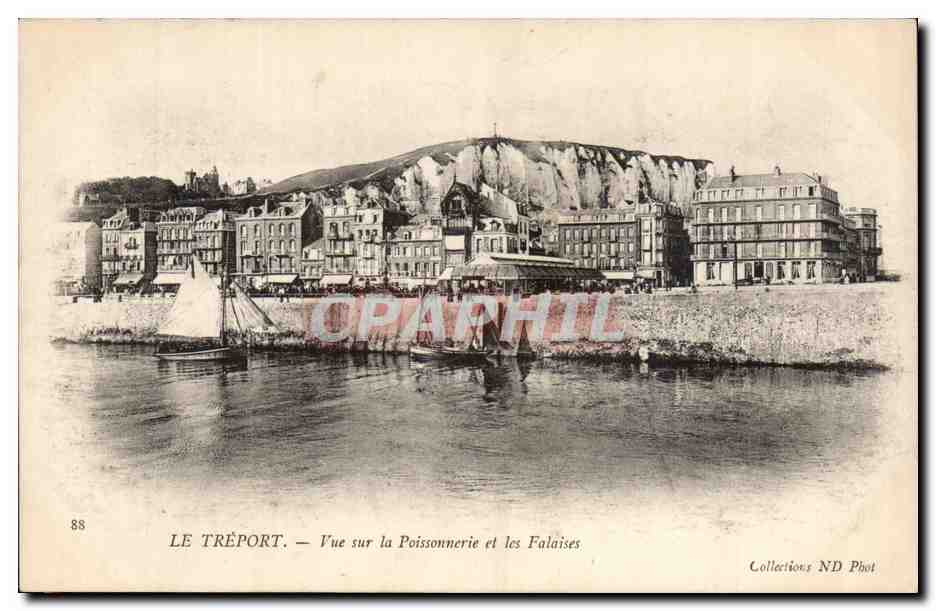 Le Treport - Vue sur la Poissonnerie et les Falaises - CPA 