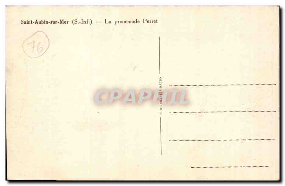 Saint Aubin sur Mer - La Promenade Perret - CPA Automobile enfant — Rückseite