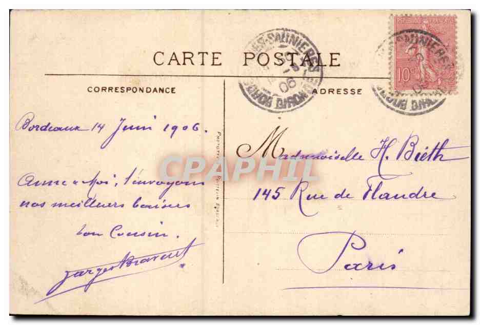 Bordeaux - Le Grand Theatre - CPA  — Verso