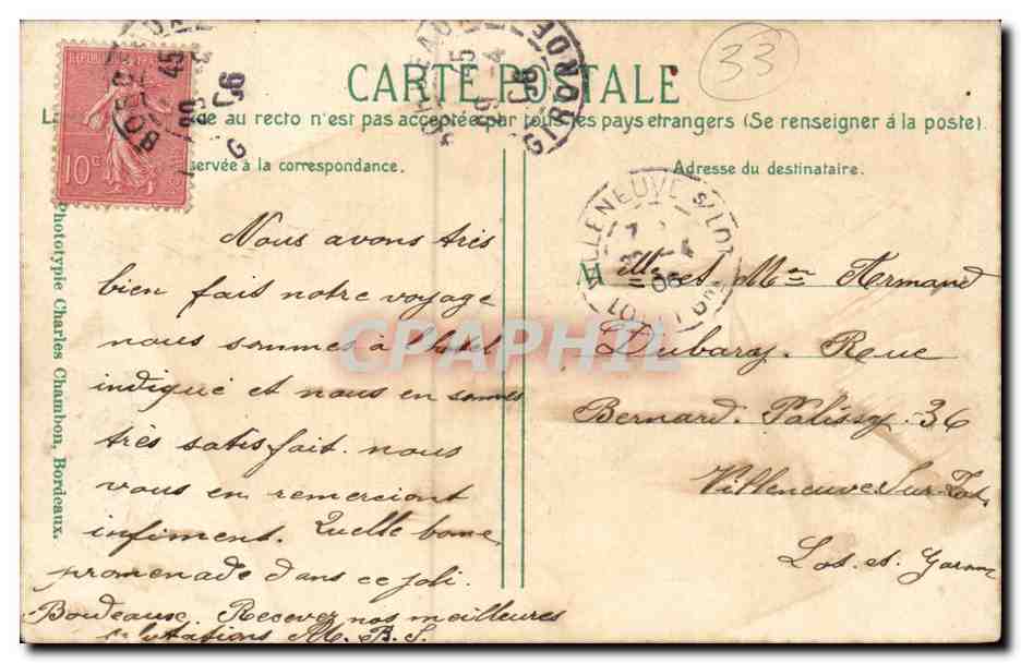 Bordeaux - Le Pont de Pierre CPA  — Verso