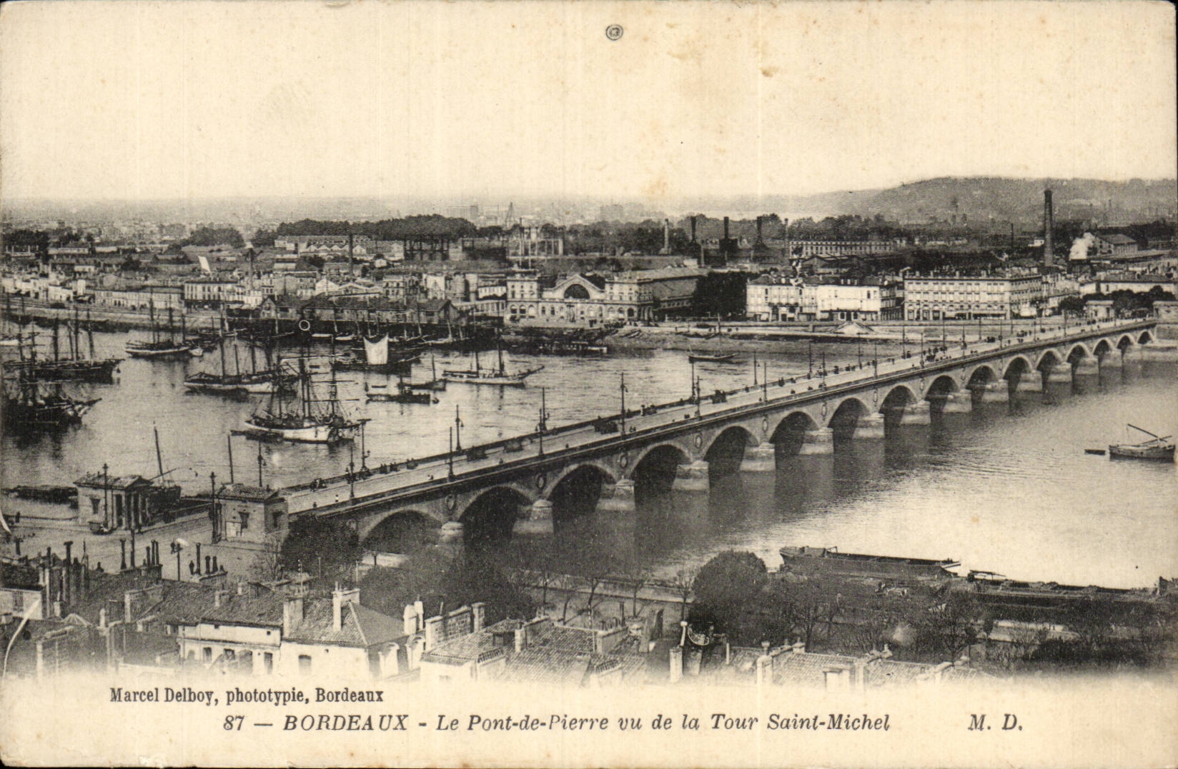 Bordeaux - Le Pont de Pierre vu de la Tour Saint Michel CPA 