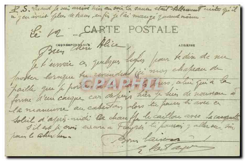 Bordeaux - La Faculte des Sciences et Lettres CPA  — Verso