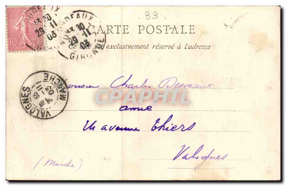 Bordeaux - Le Grand Theatre CPA  — Verso