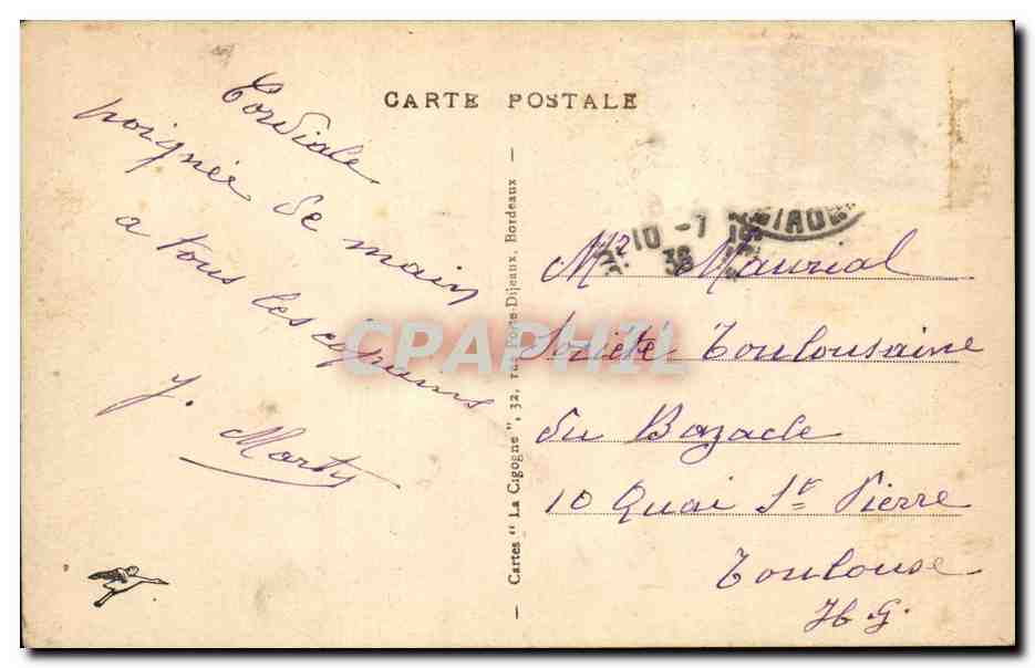 Bordeaux - Porte Bourgogne CPA  — Verso