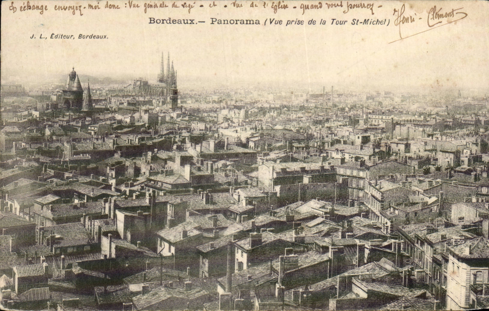 Bordeaux - Panorama - Vue prise de la Tour Saint Michel CPA 
