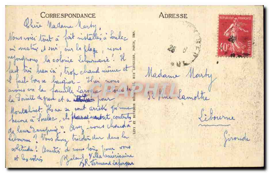 SOULAC-SUR-MER — La Plage à l'Heure du Bain — Édition Coutant, Soulac-sur-Mer — Verso