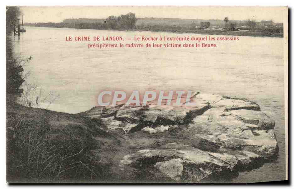 Le Crime de Langon - Le Rocher a l'extremite duquel les assassins CPA 