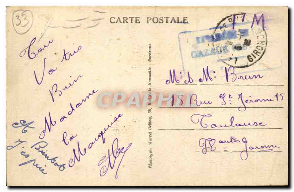 Cazaux-Lac (Gironde) — Ecole de Tir Aérien - Aérodrome Terrestre M.D. — Phototypie Marcel Litzbop, Cazaux-Lac — Reverso