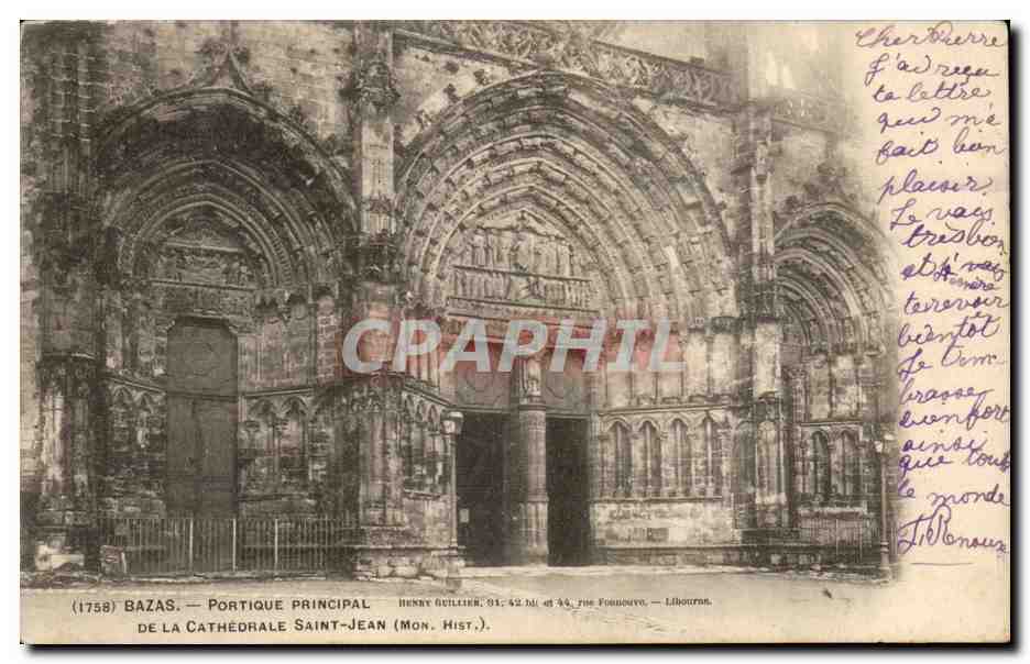 CPA Bazas Portique principal de la cathedrale sAint Jean
