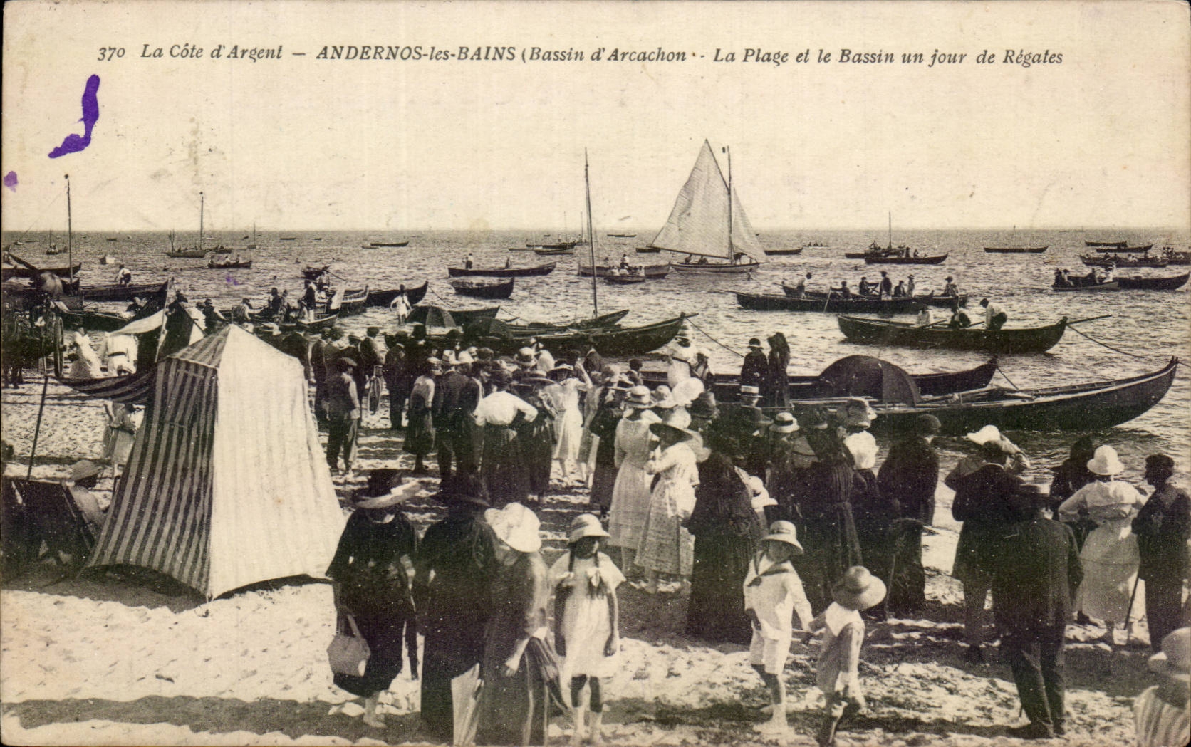Andernos les Bains CPA La plage et le bassin un jour de regates