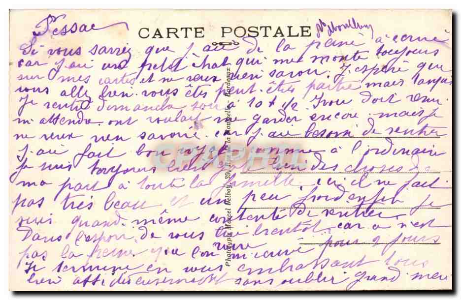 Pessac CPA Place Jean Cordier et cours Pasteur — Back