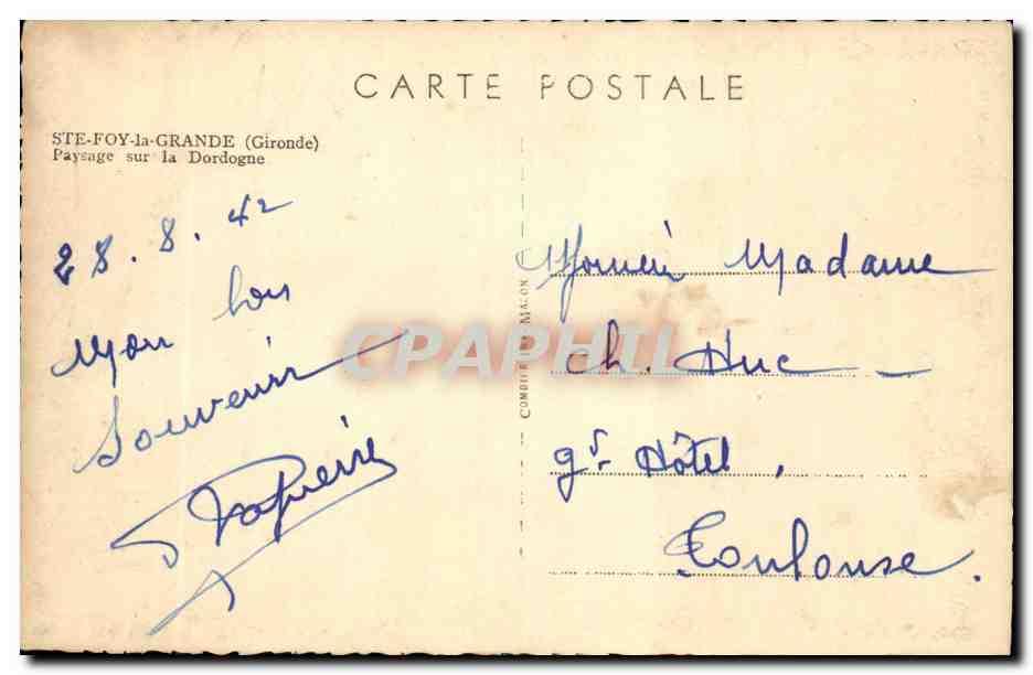 Ste-Foy-la-Grande — Paysage sur la Dordogne — Cim — Verso
