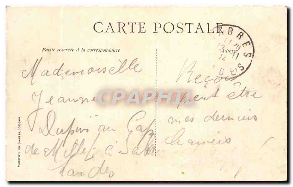 Bordeaux CPA Monument aux enfants de la Gironde morts pour la patrie en 1870 1871 — Verso