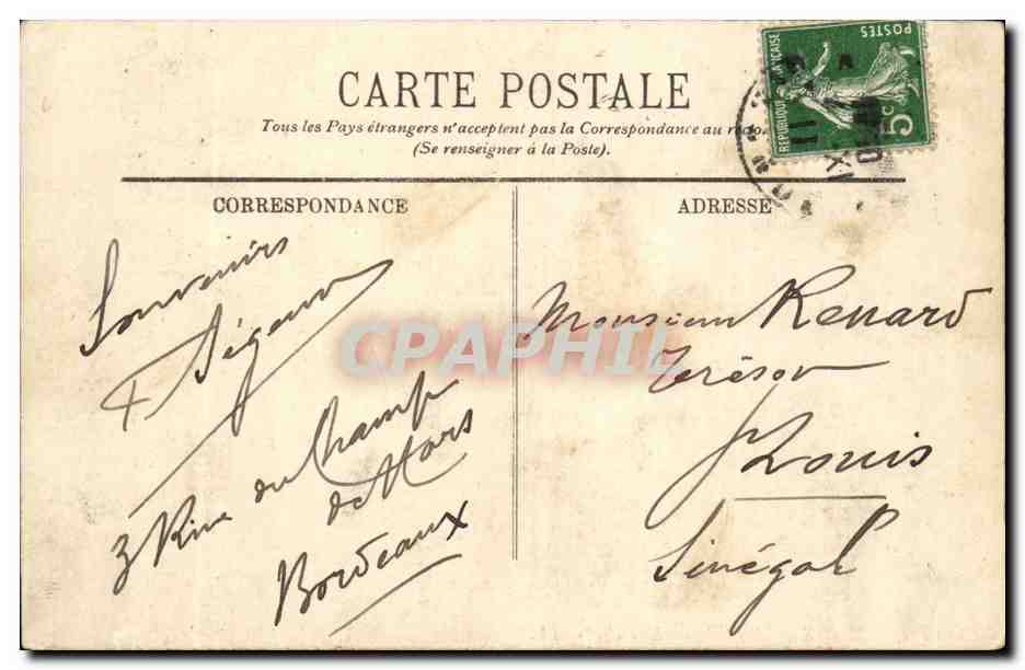 Bordeaux CPA Les colonnes rostrales — Verso
