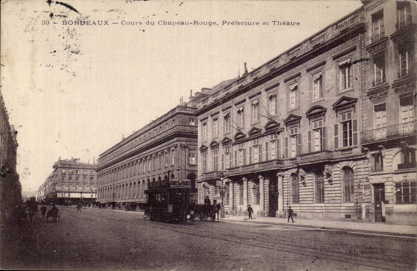 Bordeaux CPA Cours du chapeau Rouge Prefecture et Theatre