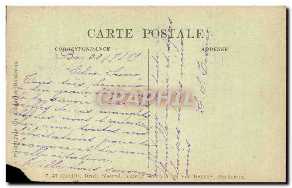 Bordeaux CPA Eglise Sainte Eulalie — Verso