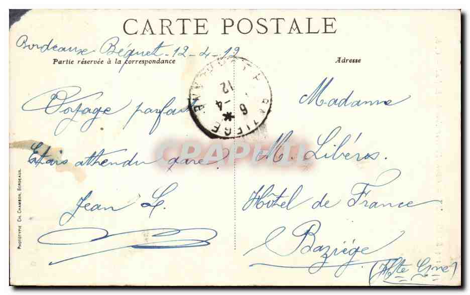 Bordeaux CPA Gloria Victis et Tour Pey Berland — Verso