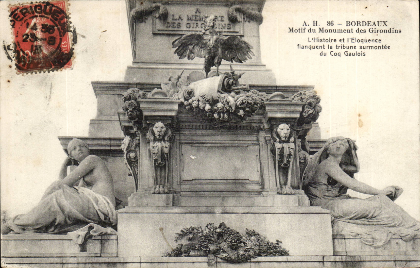 Bordeaux CPA Motif du monument des Girondins Coq gaulois