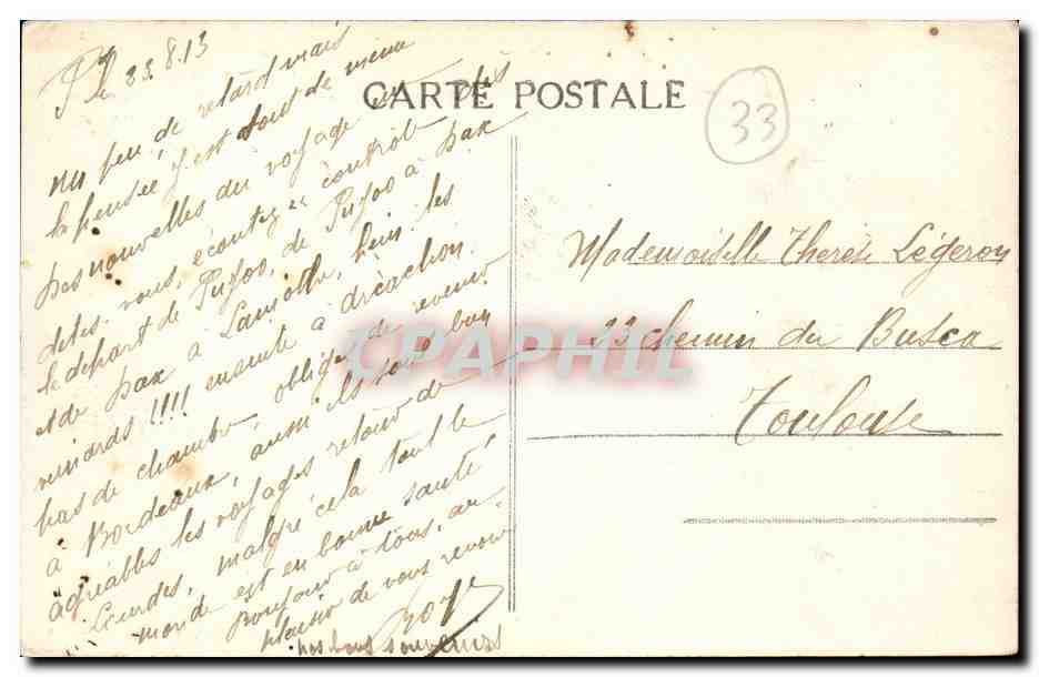 Bordeaux CPA Motif du monument des Girondins Coq gaulois — Verso