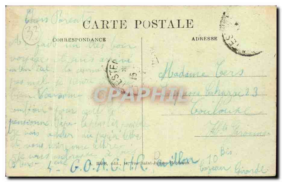 Bordeaux CPA Colonne des Girondins — Verso