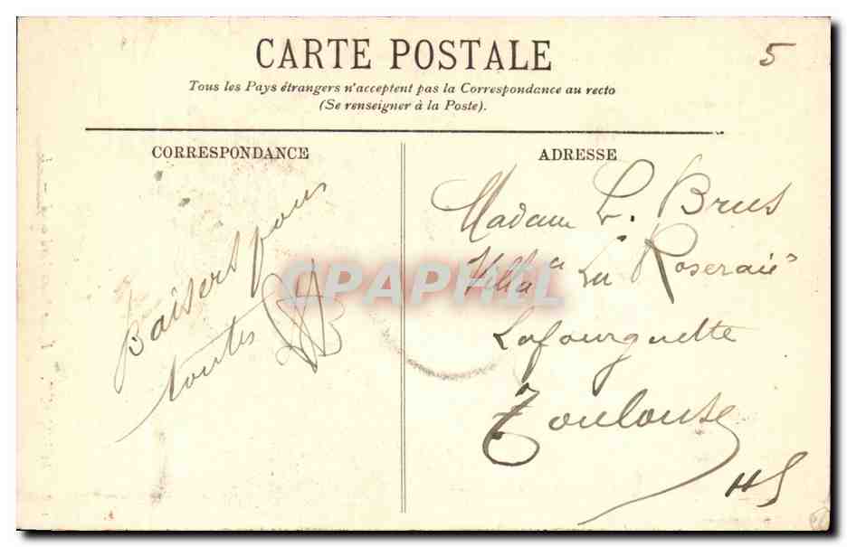 Bordeaux CPA Eglise Saint Ferdinand — Verso