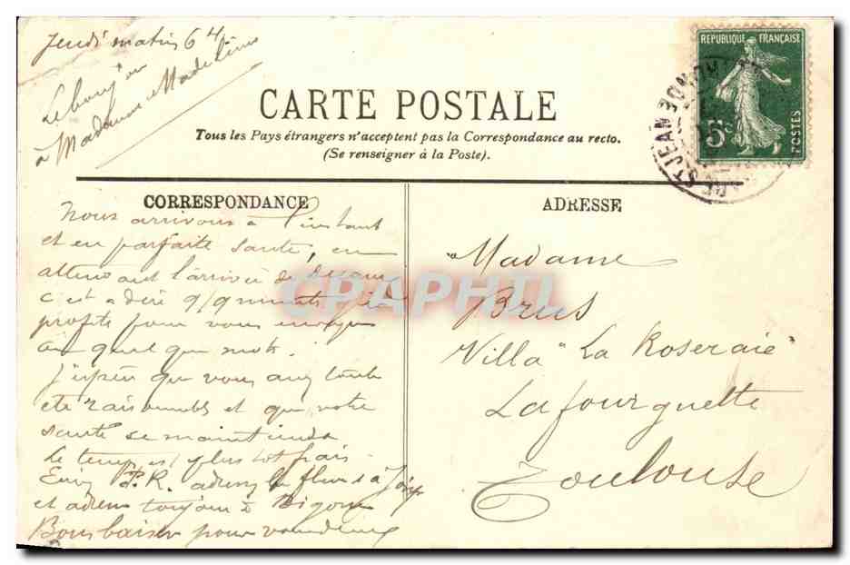 Bordeaux — La Tour de la Grosse Cloche — Éditeur Durand, n°10 — Rückseite