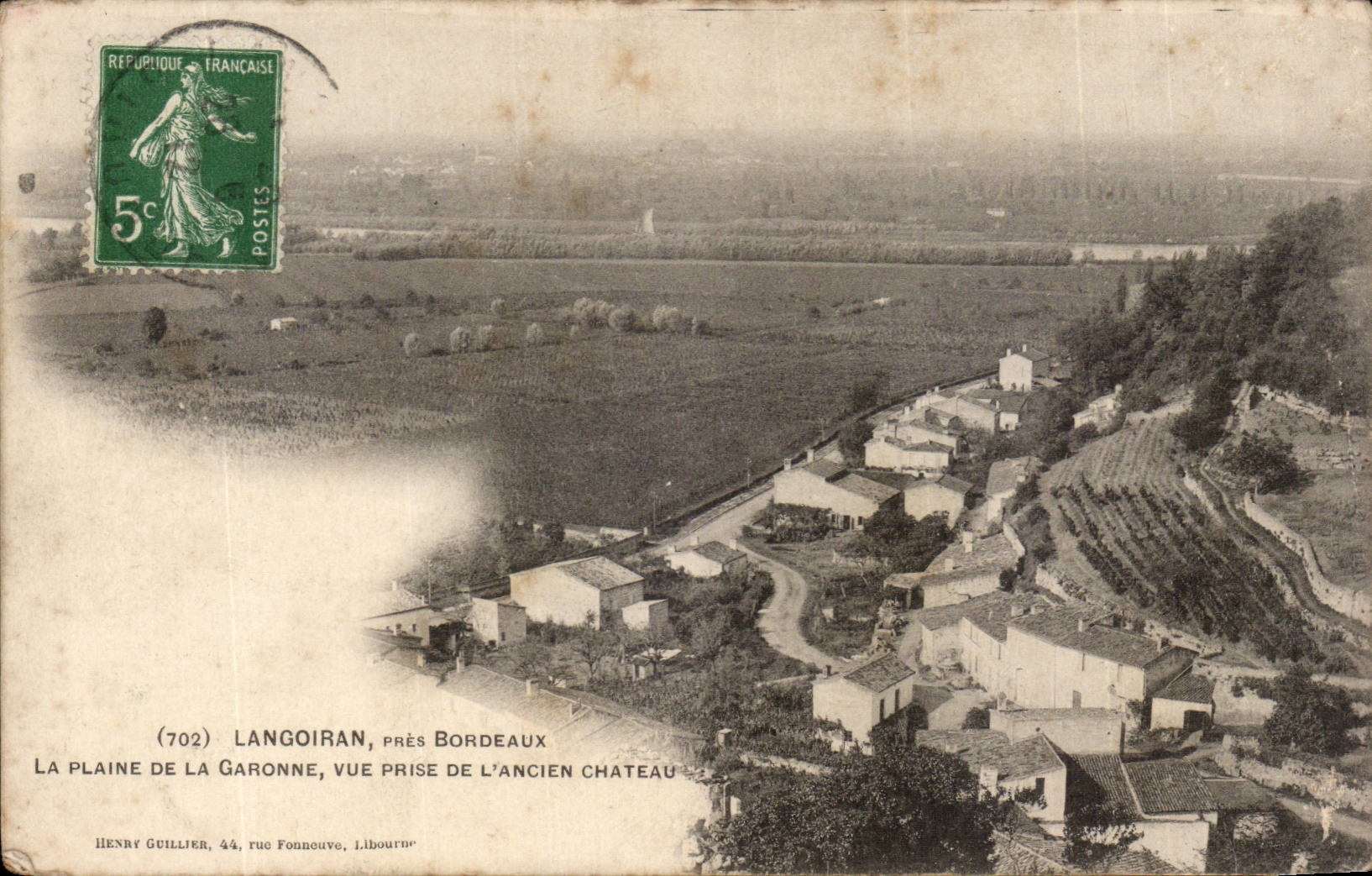 Langoiran, près Bordeaux — vue prise de l'ancien château — Henry Guillier, 44, rue Fonnouve, Libourne