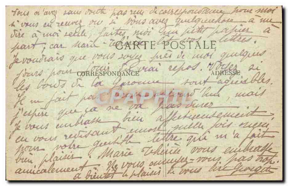 Langon CPA Les bords de la Garonne — Rückseite