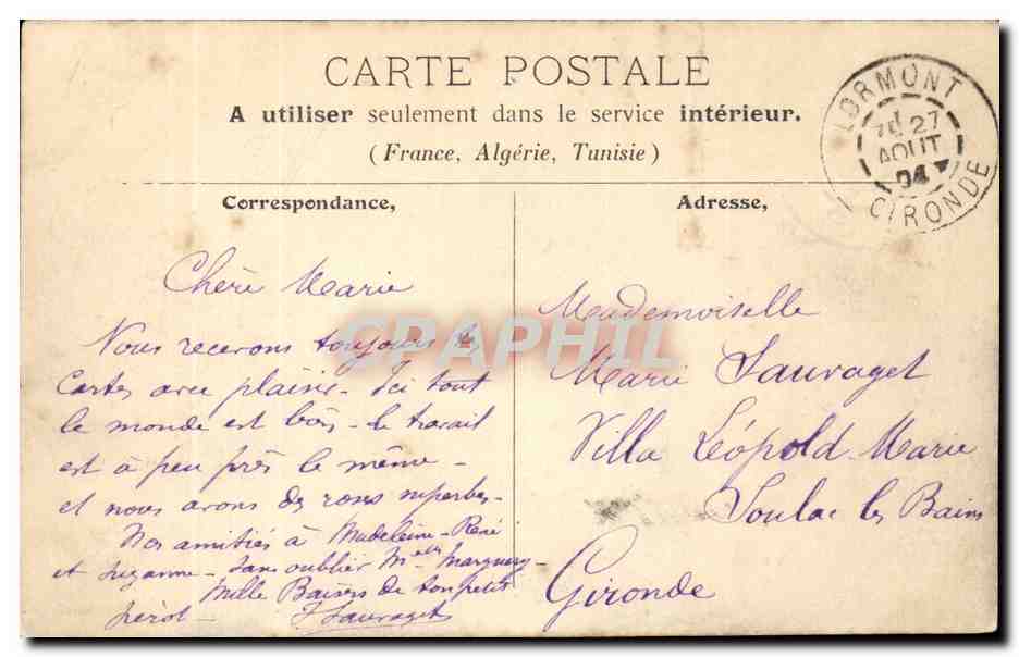 Lormont — Vue Générale, l'Église et le château de Lormont. — Verso